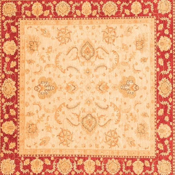 Ahgly Company Indoor Square Oriental Orange Traditional Area Rugs, 4' Square