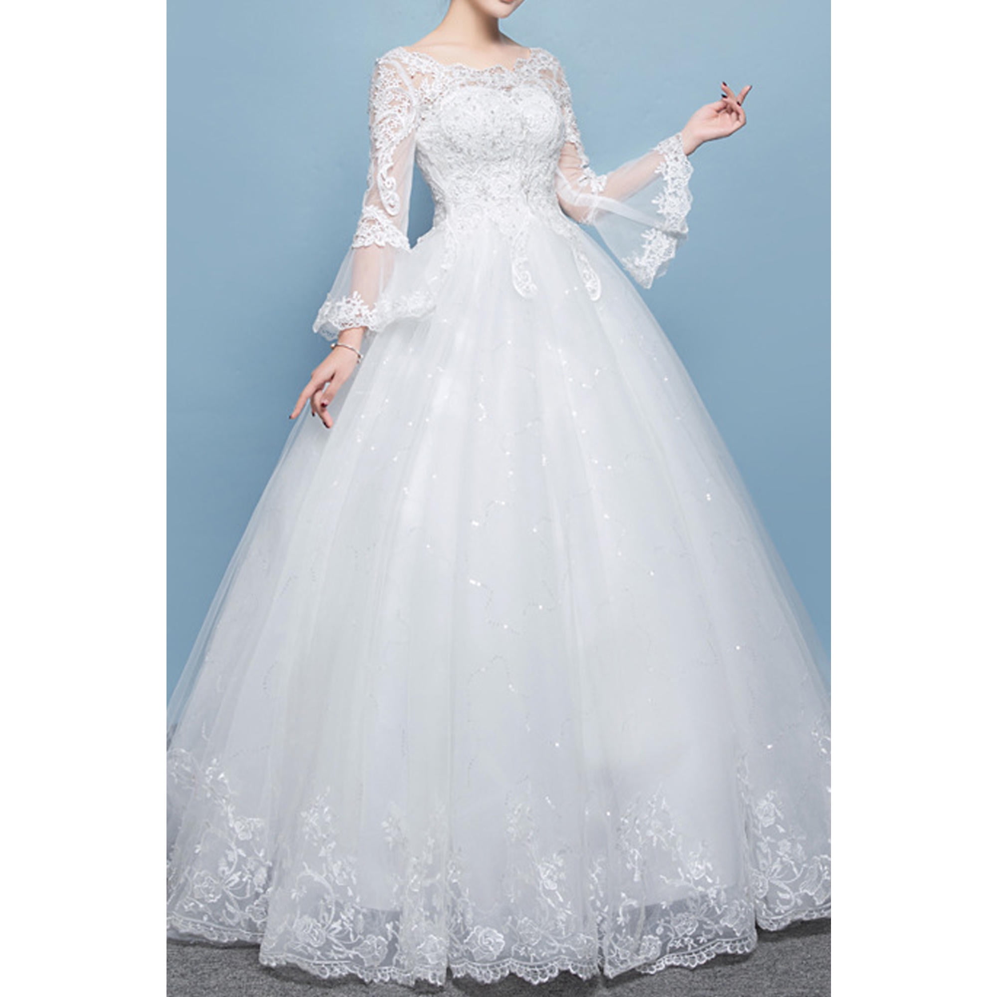 gown with bell sleeves