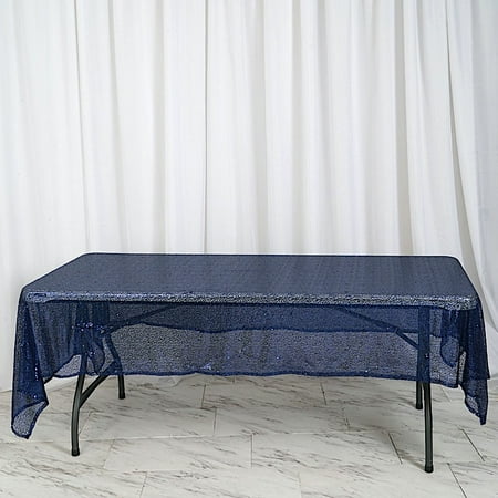 

BalsaCircle 60 x 102 Sequin Rectangular Tablecloth Navy Blue