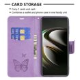 thumbnail image 4 of Allytech Embossed Butterfly Case for Samsung Galaxy S21 FE 5G [2022 Released], PU Leather Card Slots Flip Stand Magnetic Closure Wrist Strap Lanyard Protective Cover for Galaxy S21 FE 5G 6.4", Violet, 4 of 5