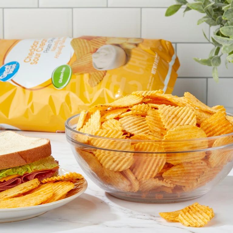 6 pack) Great Value Rippled Cheddar & Sour Cream Flavored 6 pack) Great Value Rippled Cheddar & Sour Cream Flavored