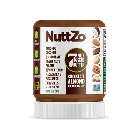 NuttZo, Dark Chocolate Almond Coconut 7 Nut & Seed Butter, Plant-Based, No Palm Oil,12 oz Jar