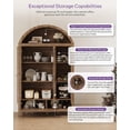 thumbnail image 4 of LAZZO 75" Arched Pantry Cabinet with Glass Doors, Rattan Drawers and Anti-Tipping Storage Cupboard for Kitchen and Living Room, Natural Wood, 4 of 8