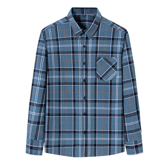 XDZJLR Men Shirts Long Sleeved Pure Wool Plaid Plus Size Fashion Tops