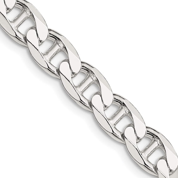 Sterling Silver 7.4mm Flat Cuban Anchor Chain (20 X 7.4) Made In Italy qfan200-20