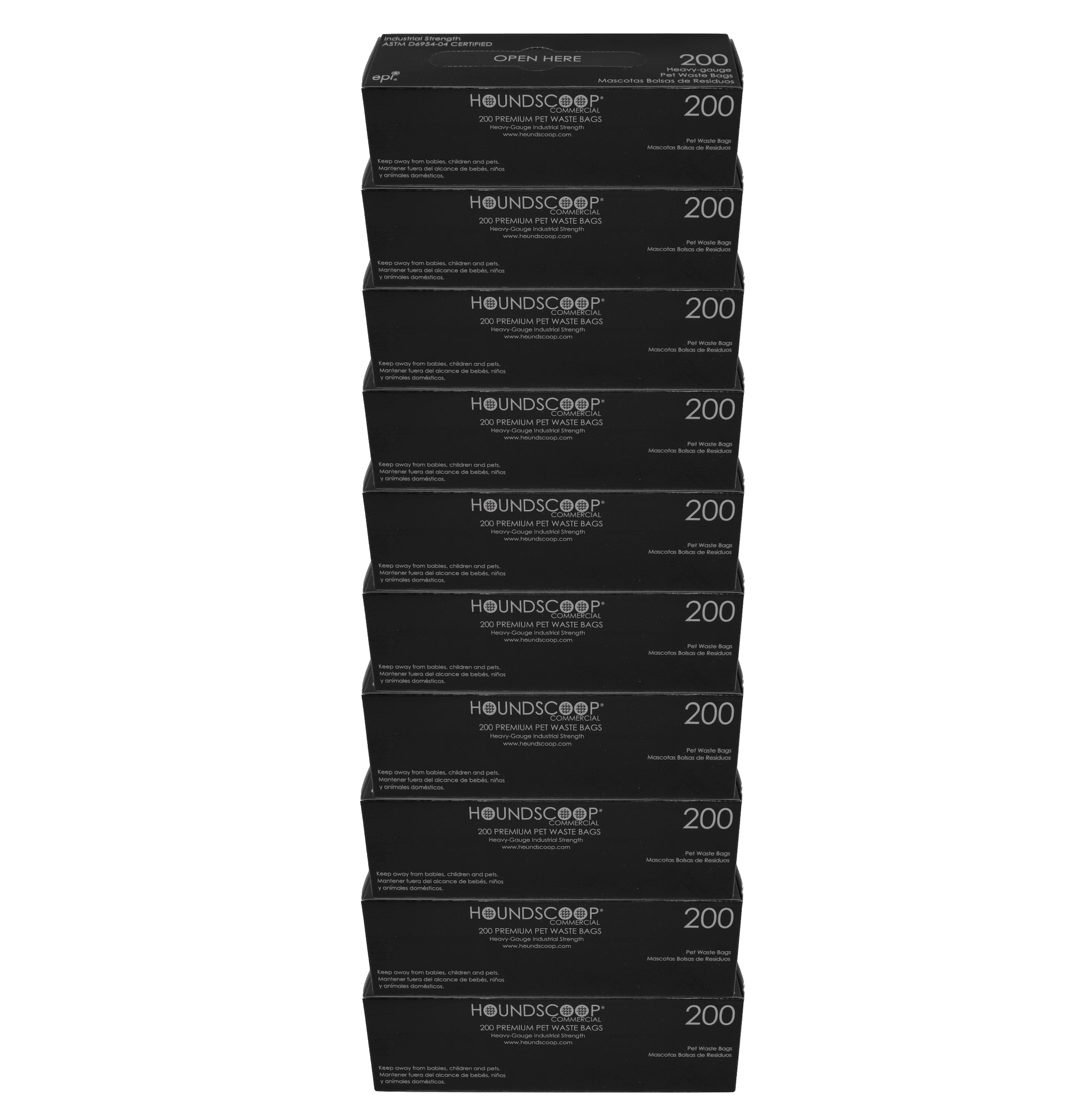 HOUNDSCOOP Case of 2000 Pet Waste Bags on Roll (10 Rolls of 200 Bags per roll)