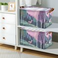 thumbnail image 2 of Yayeee Foldable Storage Basket for Shelves with Handles Waterproof Cloth Bins, Green Night Deer, 2 of 7