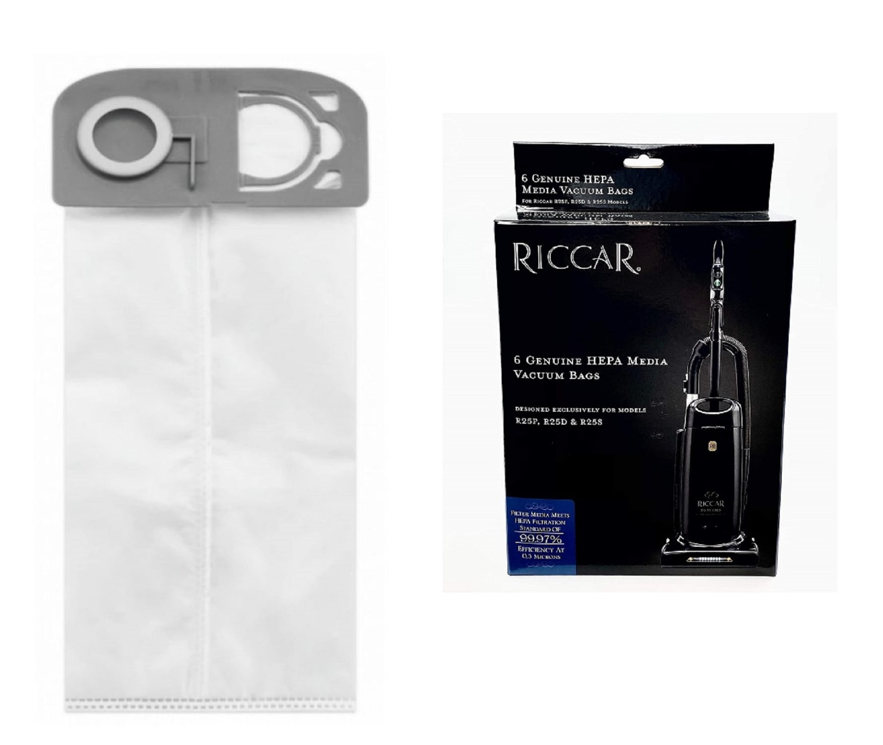 Riccar R25P, R25D, R25S Upright Hepa Media Vacuum Bags 6 in Pack R25H6
