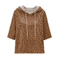 thumbnail image 4 of Trgacdwlo Women 3/4 Sleeve Hoodie Leopard Print Women's Pullover Sweaters with Drawstring Fall Winter Streetwear Hooded Sweatshirt for Women, 4 of 7