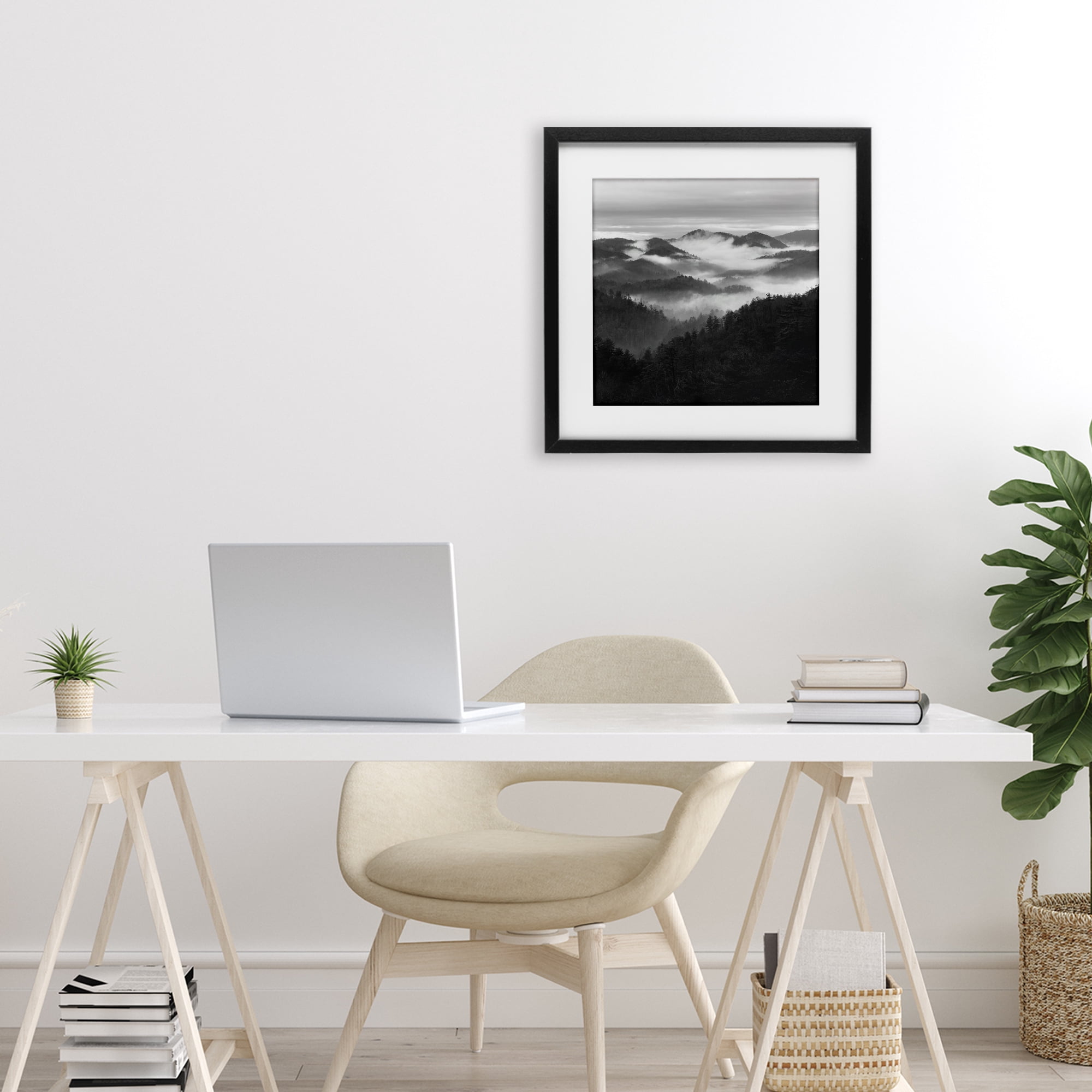 Stupell Industries Smoky Mountains Forest Black Framed Print Under Glass, design by Nicholas Bell