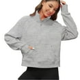 thumbnail image 3 of Spring Autumn Women Long Sleeved Half Zipper Crop Hoodies Sweatshirt, 3 of 5