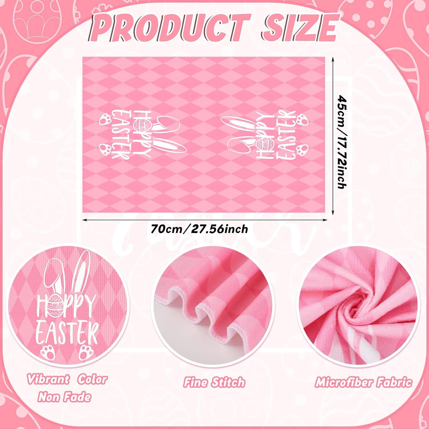 6 Pcs Easter Kitchen Towels Pink Bunny Dish Cotton Buffalo Plaid Happy Easter Hand Rabbits Spring Flowers Eggs Tea Towels for Bathroom Home Housewarming Gift