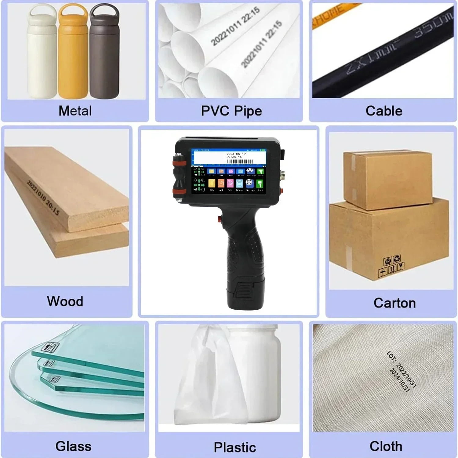 Portable Handheld Inkjet Printer with Fast-Drying Ink Text Barcode Batch Number Logo Label Printer ,Fast-Drying Ink with Crisp Output