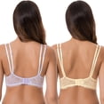 thumbnail image 2 of Curve Muse Plus Size Plunge Unlined Bralette with Floral Lace-2 Pack-YELLOW,LAVENDER-XL, 2 of 7