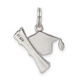 thumbnail image 3 of Auriga 925 Sterling Silver Rhod-pltd Black Enamel Graduation Cap/Diploma Charm (L-22 mm, W-17 mm), 3 of 6