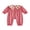 Red, variant on RUINIXCW Baby Girl Fall Romper Casual Plaid Strawberry Ruffled Trim Button Down Crew Neck Long Sleeve Jumpsuit