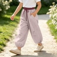 thumbnail image 5 of Rrxhxhs Pants for Girls Color Block Drawstring Elastic Waist Pleated Loose Baggy Casual Joggers with Side Pockets,Pink,4-5 Years, 5 of 6