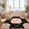 thumbnail image 3 of Design&I 4'x6' Washable Area Rug Pink Black Marble Veined Stone Inspired Polished Surface Art for Reading Nook, Bedroom, Pet Friendly & Non-Slip Built-In Grip, 3 of 7