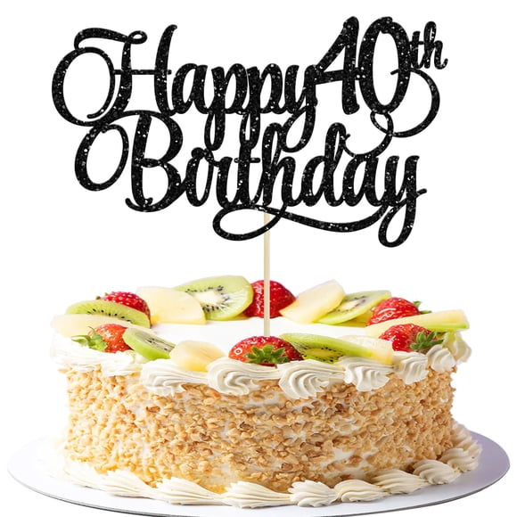 Cake Topper Ephlyn 40.º Cumpleaños Dorado con Brillos 20 cm