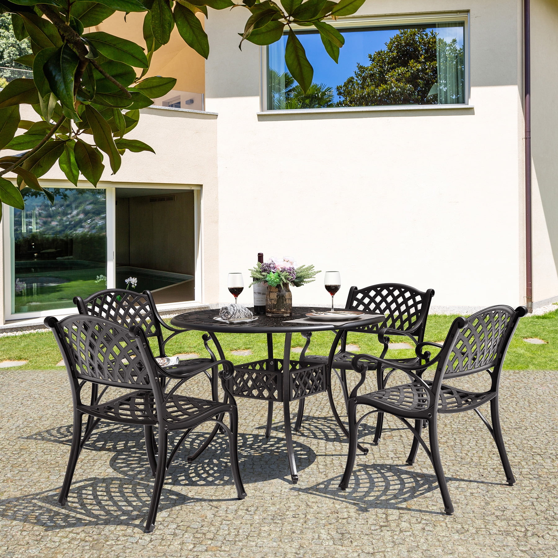 Nuu Garden 5 Piece Patio Bistro Outdoor Dining Furniture Set Walmart