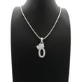 thumbnail image 2 of Stone Stud Tilted Crown Number Micro Pendant with 3mm Box Chain Necklace, #0/Silver-Tone/30", 2 of 2