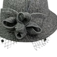 thumbnail image 3 of Women's Wool Felt Hat with Elegant Net Fabric Flower, Round Top Bucket Hat for Women, Vintage Tea Party Hat for Church, Wedding, and Special Occasions - Grey, 3 of 3