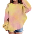 thumbnail image 4 of Girls Cute Tie Dye Fleece Sweatshirts Crewneck Loose Gradient Long Sleeve Casual Streetwear School Outfit Fall Winter Clothes, 4 of 7