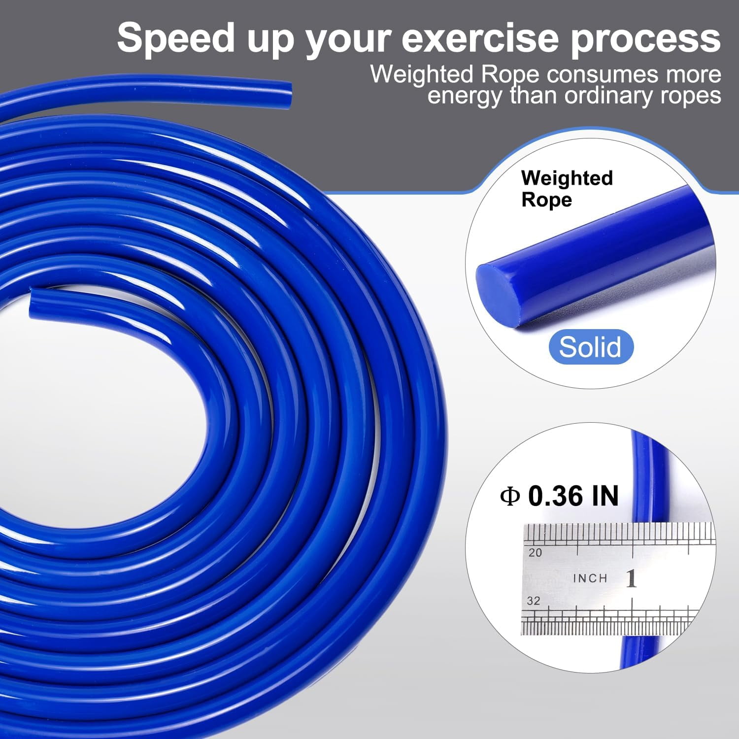 1LB Weighted Jump Rope, Aluminum Handle Tangle-Free Speed Skipping Rope with Ball Bearing, Adjustable 9mm Cotton & PVC Cord for MMA Boxing CrossFit Workout, Blue
