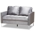 thumbnail image 1 of Baxton Studio Clara Velvet Fabric Upholstered Loveseat in Grey, 1 of 8
