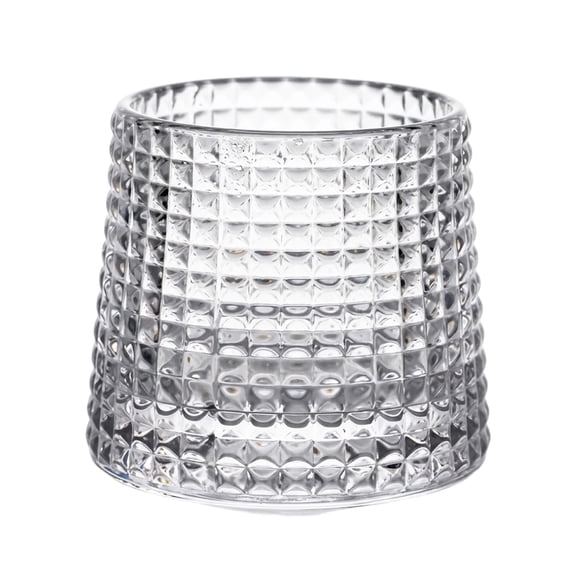 3.1*2.7" 6 Oz Glasses â Clear Ribbed Fashioned Glass & Tealight Votive Candle Holder Set, for Bourbon Drinks, Home Decor, Wedding Centerpiece, Party Dinner