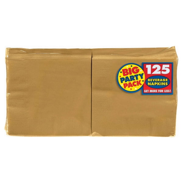 Amscan Big Party Pack 125 Count Luncheon Napkins Gold 2 Pack 