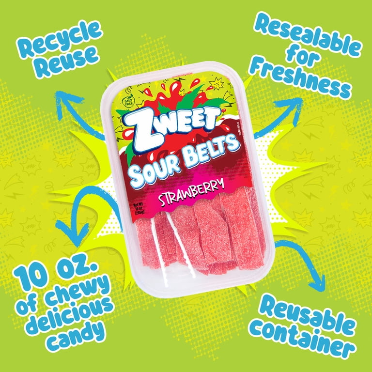Zweet Sour Belts Licorice Candy, Tasty & Colorful Strawberry
