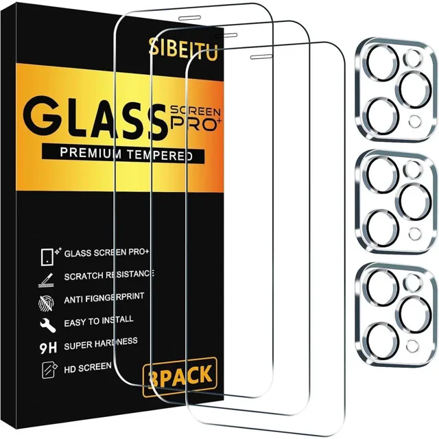 3 Pack Screen Protector for iPhone 11 Pro Max with 3 Pack Tempered Glass Camera Lens Protector, 6.5 Inch HD Clear 9H Hardness Tempered Glass Film, Scratch Resistent, Easy Installation