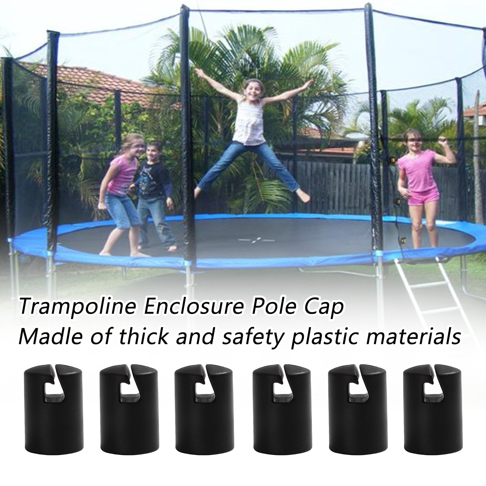 6pcs 1.26 Inch Diameter Protective Cover Plastic Trampoline Enclosure Pole Cap 