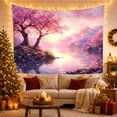 thumbnail image 3 of Cherry Blossoms on Rocky Shore, Dreamy Japanese Inspired for Nature Lovers, Romantic Landscape Wall Art, Birthday Gift Tapestry Wall Hanging for Bedroom and Living Room, 3 of 7
