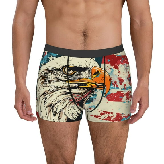 Naloa Retro American Eagle Mens Underwear - Boxers for Men, Mens Boxer Briefs, Classic Briefs for Men-Small