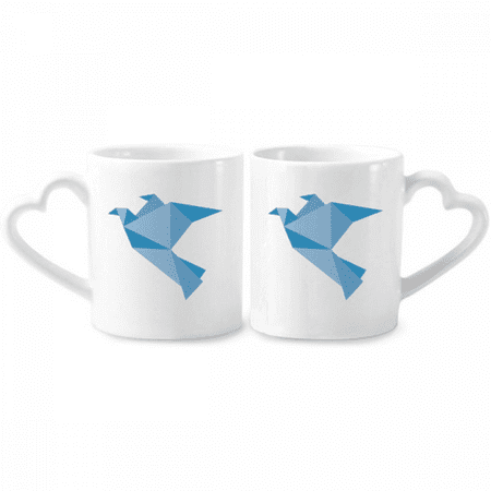 

Origa Blue Pigeon Pattern Couple Porcelain Mug Set Cerac Lover Cup Heart Handle