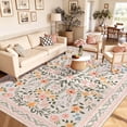 thumbnail image 6 of Bleum Cade 8'x10' Area Rugs for Living Room,Washable Pink Floral Rugs for Bedroom Girls, Boho Vintage Faux Wool Ultra-Thin Soft Non Slip Carpets for Dorm Reading Nursery Room Classroom, 6 of 12