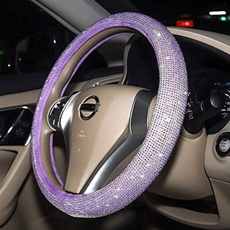  JINGSEN 11 Pcs Bling Car Accessories Set,Bling Car Accessories  Set for Women, Bling Steering Wheel Cover for Women Universal Fit 15 Inch,  Rhinestone Center Console Cover(Bright Purple) : Automotive