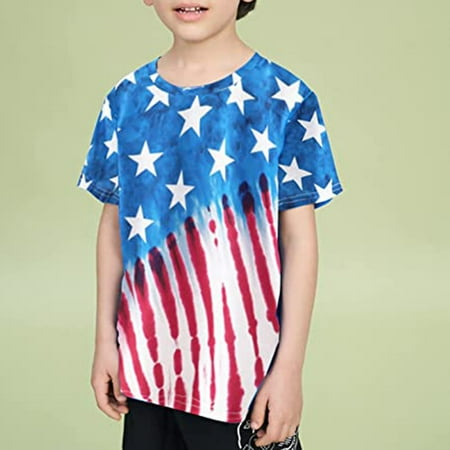 

Hunpta Toddler Kids Boys Girls Top Independence Day Prints Patriotic T Shirt Cotton Short Sleeve Clothes