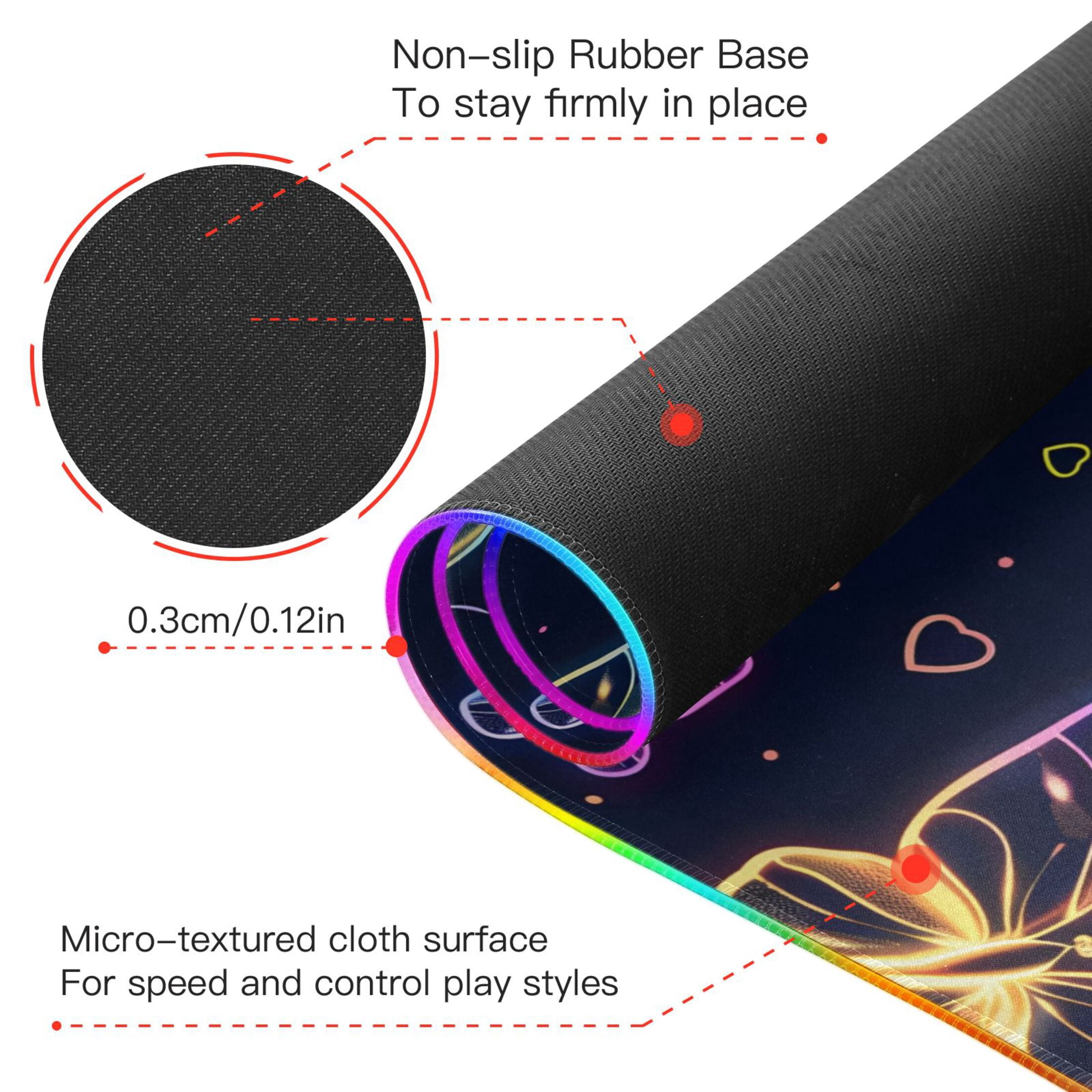 Wireless Charging Mouse Pad Large RGB Gaming Desk Mat 13 Light Modes Mousepad 31.5x11.8 Cute Neon Butterflies