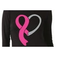 thumbnail image 2 of Ladies Breast Cancer Awareness Heart Ribbon Long Sleeve Tee - Black, 2XL, 2 of 2