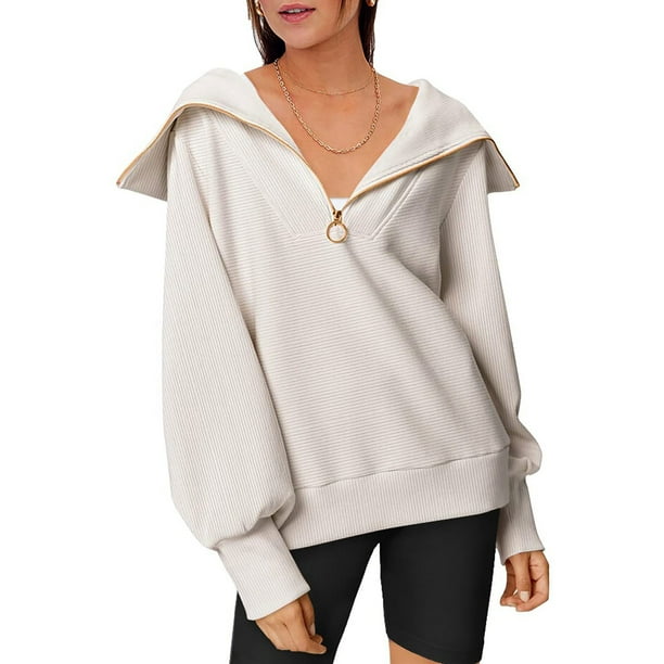 ICHUANYI Liquidación Moda Mujer Casual Color sólido Solapa Cuello Manga larga Camiseta suelta Blusa Jersey Tops ICHUANYI WER202308231134