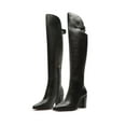 thumbnail image 2 of Schutz Saryna Black Leather Rounded Toe Side Zipper Womens Dress Knee Boots (Black, 7), 2 of 4