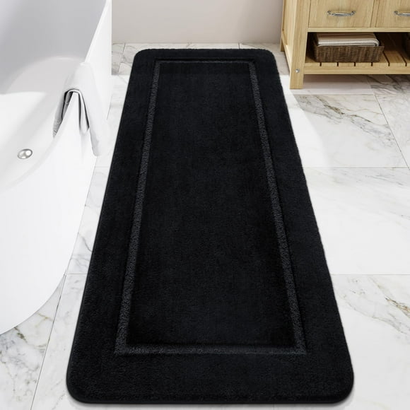 Alfombra de baño LOCHAS, larga, 60 x 150 cm, antideslizante, negra