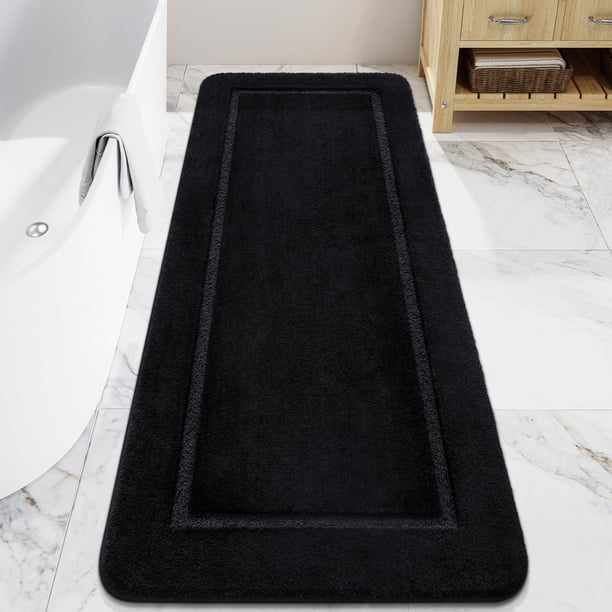 Alfombra de baño LOCHAS, larga, 60 x 150 cm, antideslizante, negra