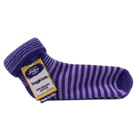 - Maggies Functional Organics - Cotton Snuggle Sox, Purple Stripe 9-11
