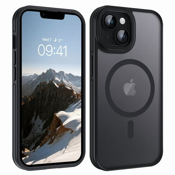 VENINGO Magnetic Case for iPhone 14 Plus Compatible with Mag-safe, Translucent Matte Shockproof Scratch Resistant iPhone 14 Plus Case - Black