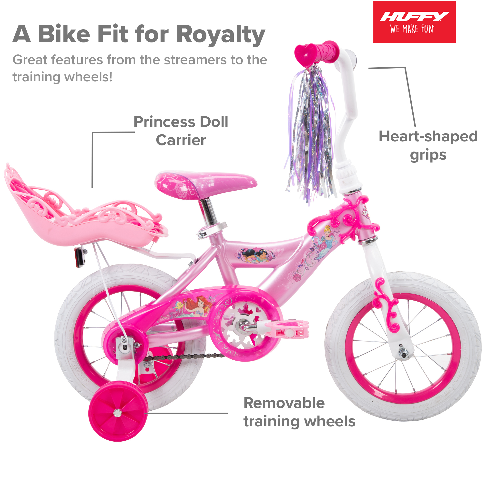 Disney Princess Girls' 12" Bike with Doll Carrier by Huffy - image 2 of 12