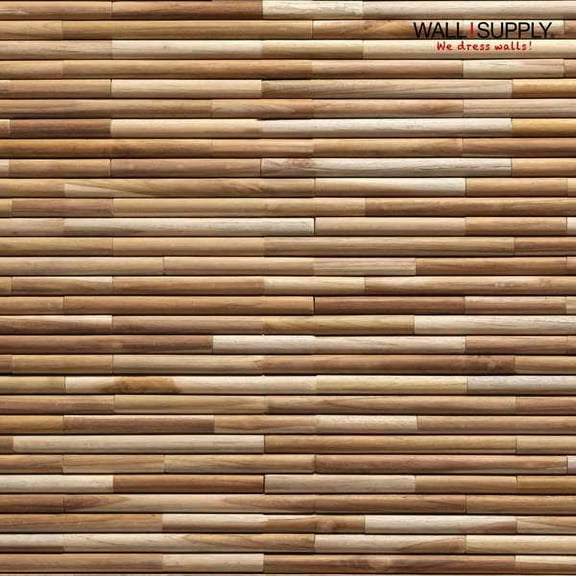 Wall!Supply UltraWood Teak Round Panels - Upcycled Teak Wood Wall Panels - Easy DIY Installation - Natural Wood Finish - Set of 10 Panels (10.76 sq ft)